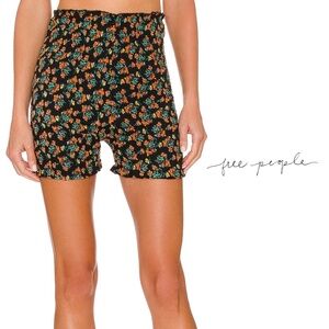 Free People NWT FP1 Maia Smocked Short - Floral Black Combo - Size Small